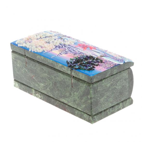 Шкатулка с росписью &amp;quot;Зима&amp;quot; камень змеевик 15х7,5х6 см 127407