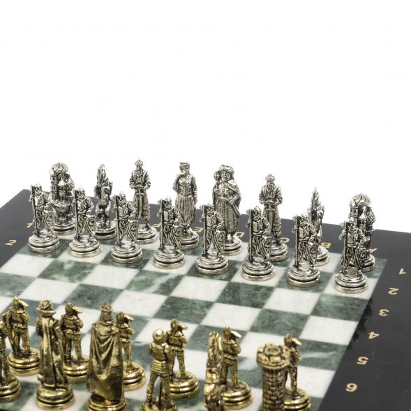 Шахматы &amp;quot;Рыцари&amp;quot; из мрамора и змеевика доска 28х28 см 127728