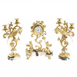 Каминные часы с канделябрами &amp;quot;Ангелы&amp;quot; камень мрамор