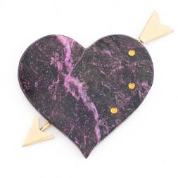 Магнит &amp;quot;Сердце со стрелой&amp;quot; камень змеевик