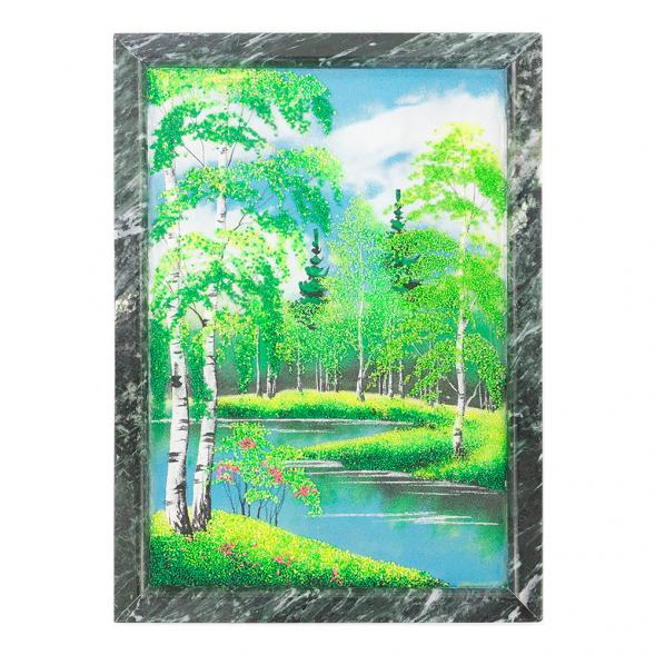 Картина из камня &amp;quot;Лето&amp;quot; вертикальная рамка змеевик 24х34 см 120141