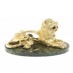 Статуэтка &amp;quot;Лев&amp;quot; из бронзы и шабровского змеевика