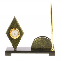 Мини-набор с часами &amp;quot;Ромб&amp;quot; камень змеевик