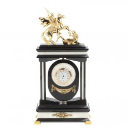 Часы &amp;quot;Георгий Победоносец&amp;quot; из мрамора и долерита с поворотным зеркалом