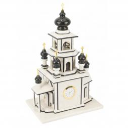 Эксклюзивные часы "Церковь" из натурального камня мрамор змеевик