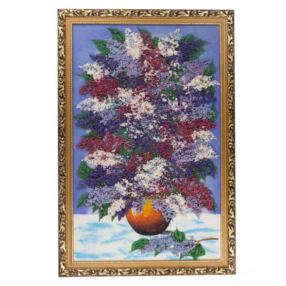 Картина из каменной крошки &amp;quot;Красивая сирень&amp;quot; багет 89х59 см синий фон 121555
