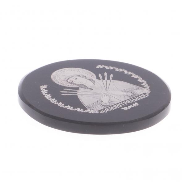 Икона автомобильная &amp;quot;Семистрельная&amp;quot; на черном обсидиане 47 мм 122008