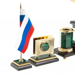 Письменный набор "Парящий орел" из малахита Златоуст