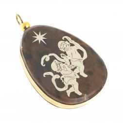 Брелок-кулон знак зодиака &amp;quot;Близнецы&amp;quot; камень обсидиан