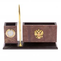 Письменный мини-набор "Герб России" камень лемезит