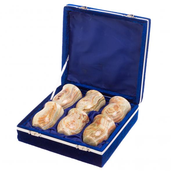 Стопки из оникса 60 мл набор в футляре 6 шт 5,2х7 см (2х3) 126476