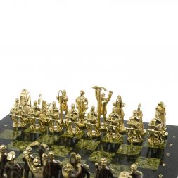 Шахматы настольные "Нефтяники" 44х44 см змеевик