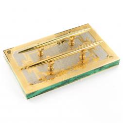 Настольный набор "Лев" малахит