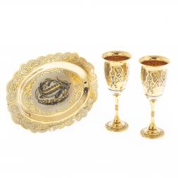 Набор две рюмки на подносе "Селедочница" Златоуст