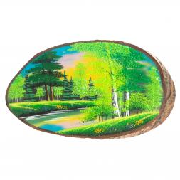 Панно на срезе дерева &amp;quot;Лето&amp;quot; горизонтальное 40-45 см каменная крошка