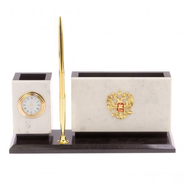 Письменный мини-набор &amp;quot;Герб России&amp;quot; камень мрамор 126034