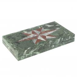 Нарды из камня &amp;quot;Роза ветров&amp;quot; серый мрамор / лемезит