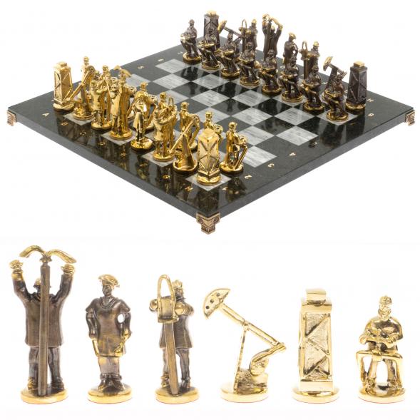 Шахматы подарочные &amp;quot;Нефтяники&amp;quot; 44х44 см серый мрамор 127411