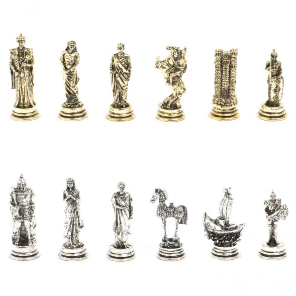 Шахматы &amp;quot;Троянская война&amp;quot; из змеевика доска 28х28 см 127731