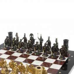 Шахматы подарочные &amp;quot;Спарта&amp;quot; фигуры бронза / мрамор, лемезит
