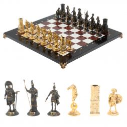 Шахматы подарочные &amp;quot;Спарта&amp;quot; фигуры бронза / мрамор, лемезит