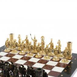 Шахматы подарочные &amp;quot;Спарта&amp;quot; фигуры бронза / мрамор, лемезит