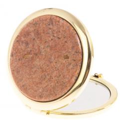 Зеркало круглое из камня пегматит цвет золото