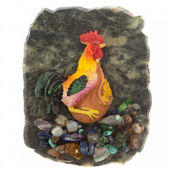 Магнит &amp;quot;Петух на мешке с монетами&amp;quot; змеевик 117339