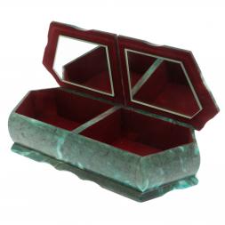 Шкатулка на два отделения &amp;quot;Хозяйка медной горы и летний пейзаж&amp;quot; из змеевика