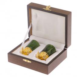 Стопки перевертыши &amp;quot;Осетры&amp;quot; 2 шт нефрит бронза Златоуст