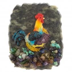 Магнит &amp;quot;Петух на бочке с монетами&amp;quot; змеевик