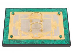 Настольный набор &amp;quot;Георгий Победоносец&amp;quot; из натурального малахита