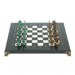 Шахматы &amp;quot;Подвиги Геракла&amp;quot; фигуры  бронза / патина 28х28 см из мрамора