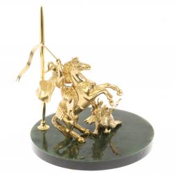 Статуэтка &amp;quot;Георгий Победоносец&amp;quot; с подставкой под ручку на нефрите 18х18х18 см