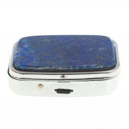 Таблетница на 2 отделения камень лазурит цвет серебро