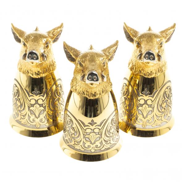 Подарочный набор &amp;quot;Кабан&amp;quot; фляжка и 3 стопки перевертыша Златоуст 123691