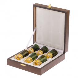 Стопки перевертыши &amp;quot;Осетры&amp;quot; 6 шт нефрит бронза Златоуст