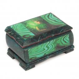 Шкатулка Хозяйка медной горы с иллюстрацией малахит 15х9х7 см