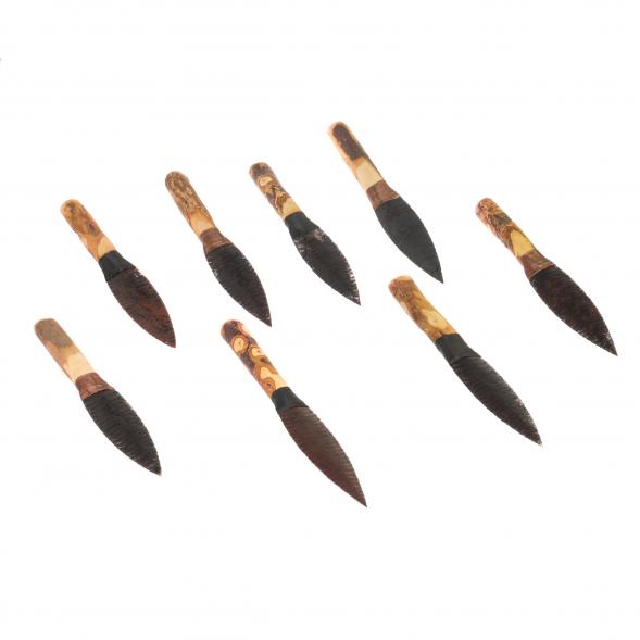 Нож каменный из обсидиана рукоять дерево 28х6х3,5 см 126785