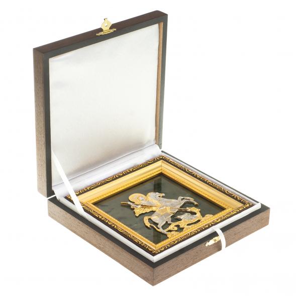 Панно &amp;quot;Георгий Победоносец&amp;quot; камень нефрит багет 119604