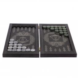 Нарды с гравировкой "Черноморский флот" из гранита