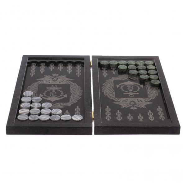 Нарды с гравировкой &amp;quot;Черноморский флот&amp;quot; из гранита 125808