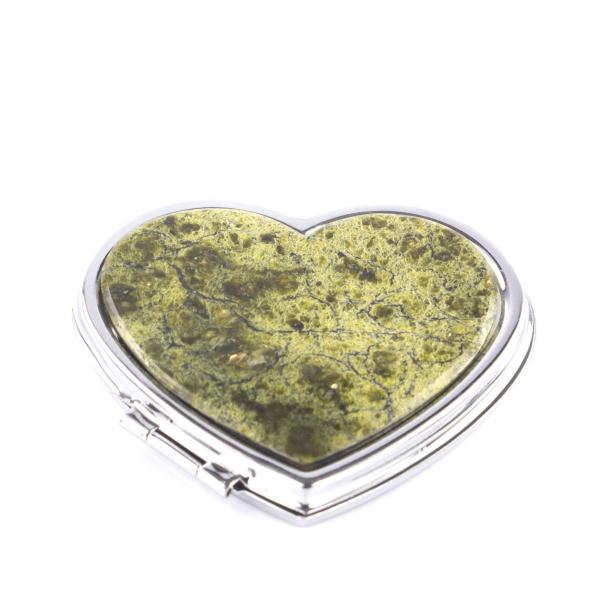 Зеркальце &amp;quot;Сердце&amp;quot; из змеевика цвет серебро 121274