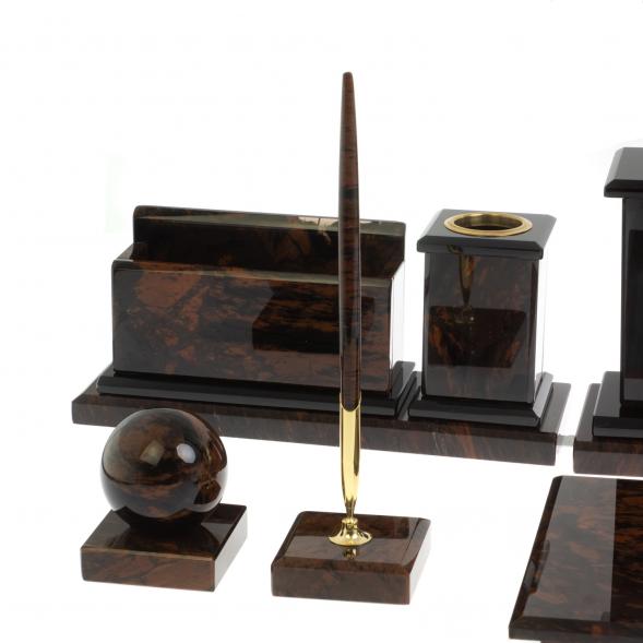 Настольный прибор &amp;quot;Золотой&amp;quot; камень обсидиан 122378