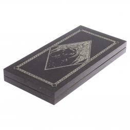 Нарды с гравировкой "Медведь / Герб России" из гранита