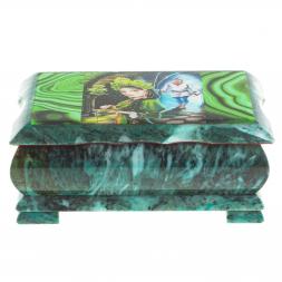 Шкатулка Хозяйка медной горы с иллюстрацией под малахит 18х9х8 см