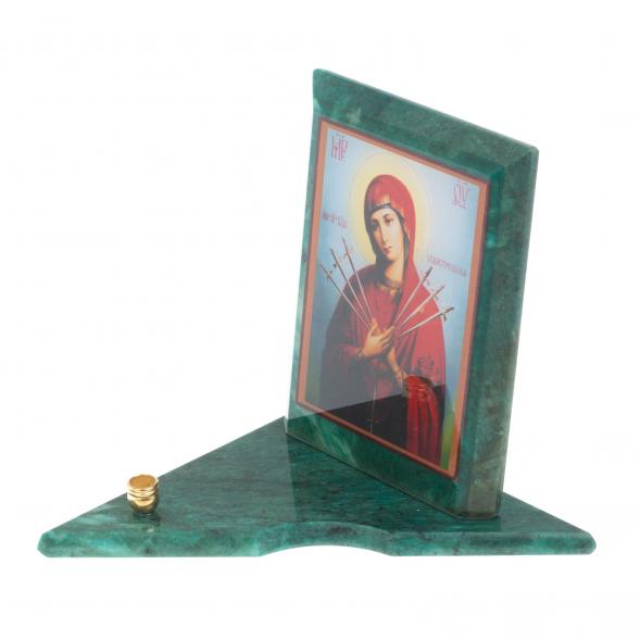 Икона с подсвечником Семистрельная средняя из змеевика 12х12х13 см 118946