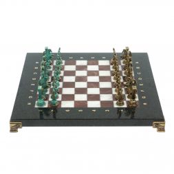 Шахматы &amp;quot;Подвиги Геракла&amp;quot; фигуры бронза / патина 28х28 см из мрамора и лемезита