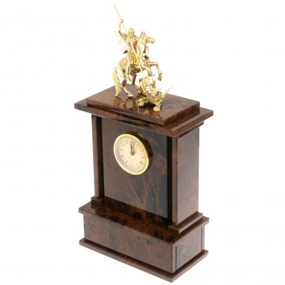 Настольные часы &amp;quot;Георгий Побеносец&amp;quot;из коричневого обсидиана 129606