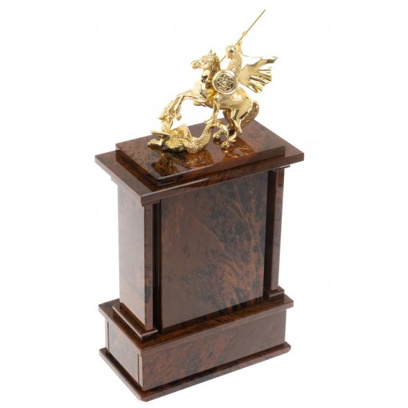 Настольные часы &amp;quot;Георгий Побеносец&amp;quot;из коричневого обсидиана 129606